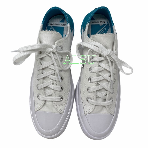 Converse Chuck 70 Low Top Leather White Teal Skate Shoes Womens Size 6.5 566751C - Picture 8 of 10